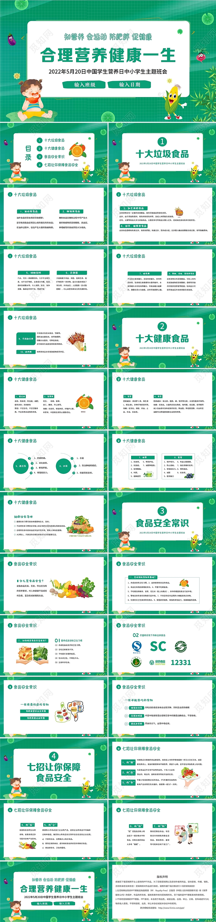 2022年中国学生营养日主题班会PPT合理营养合理饮食PPT学校食品安全