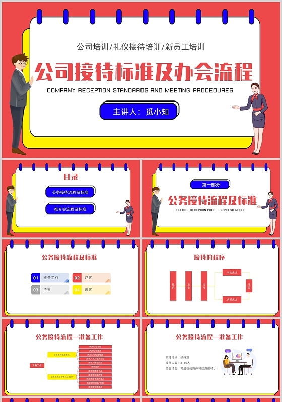 橘色线圈公司培训公司接待标准及办会流程PPT课件接待培训