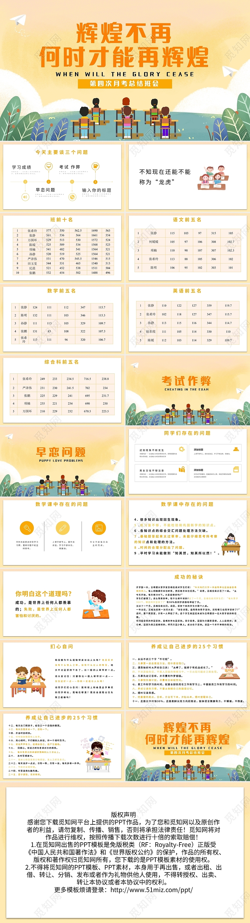 橙色简约辉煌不再何时才能再辉煌主题班会PPT模板宣传PPT动