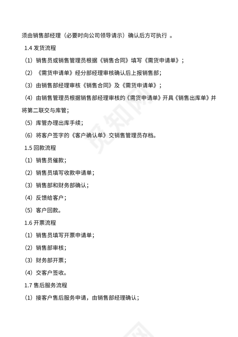 销售部业务流程及制度体系