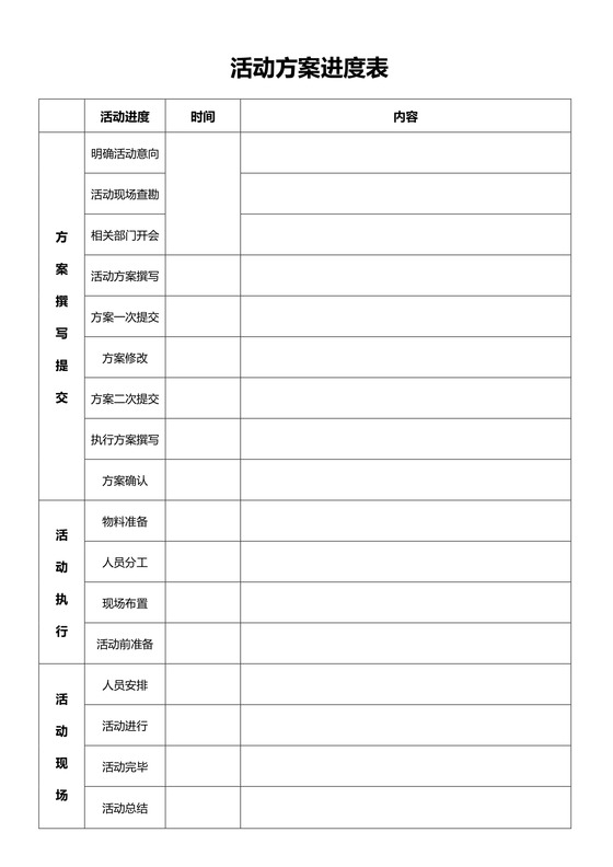 活动方案进度表-方案流程与时间