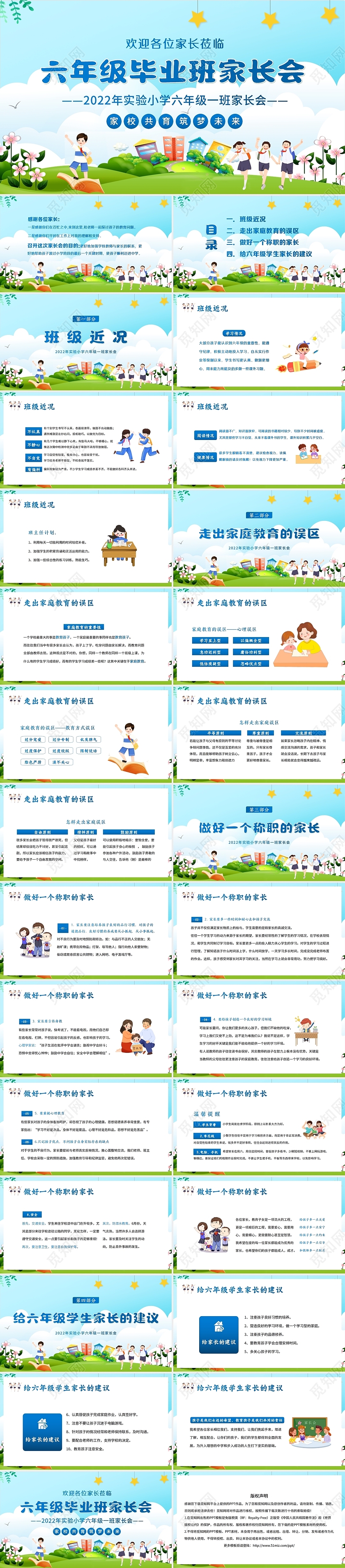 2022年小学六年级毕业家长会PPT课件六年级毕业家长会六年级毕业班家长会