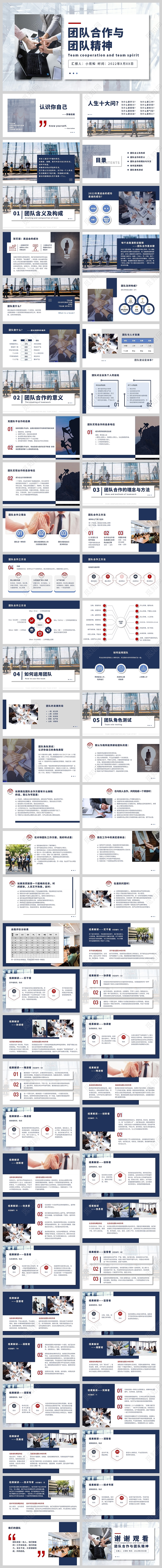 蓝色商务风团队合作与团队精神PPT模板