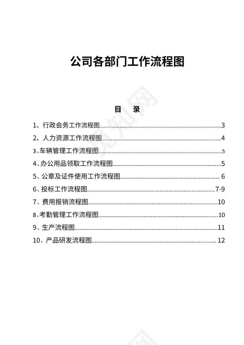 公司各部门工作流程图