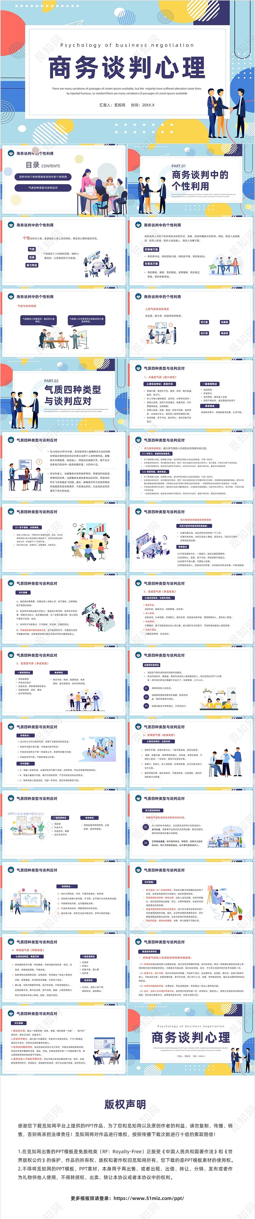 蓝色孟菲斯风商务谈判心理培训