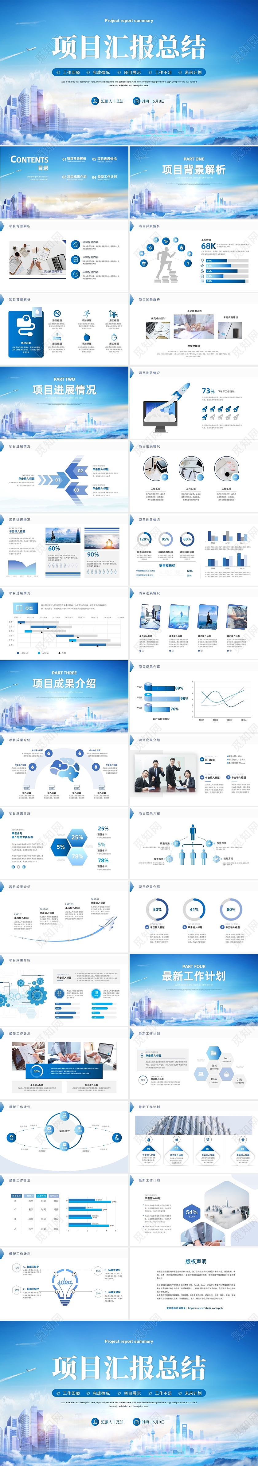 蓝色商务风企业通用项目报总结PPT模板宣传PPT动态PPT项目汇报