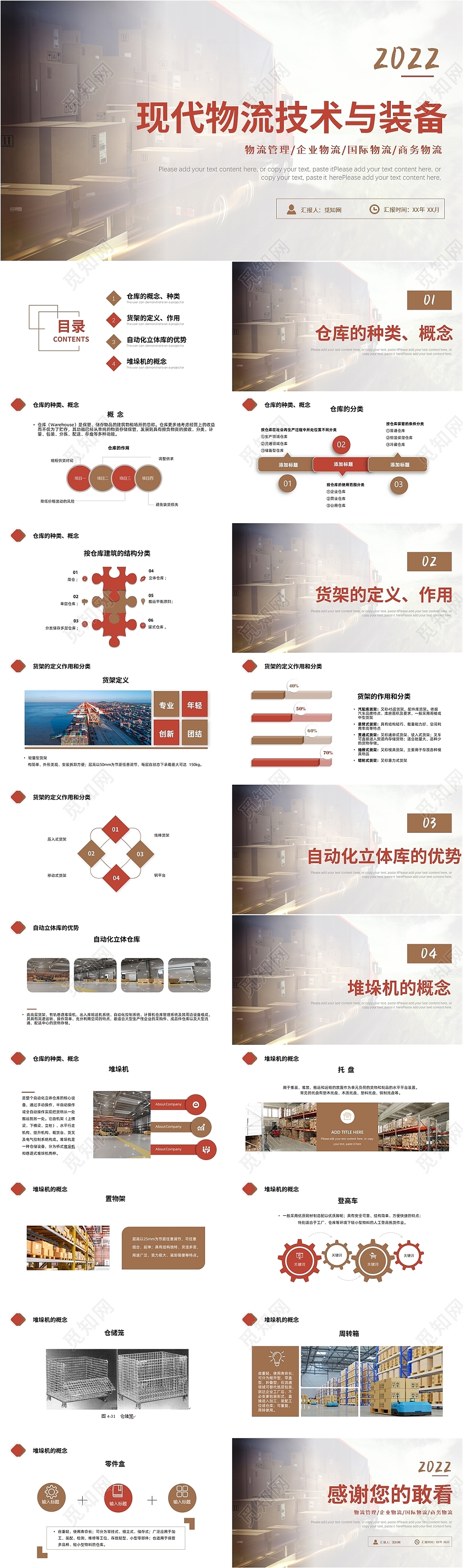 红棕色商务风格现代物流PPT工作培训PPT现代物流技术与装备