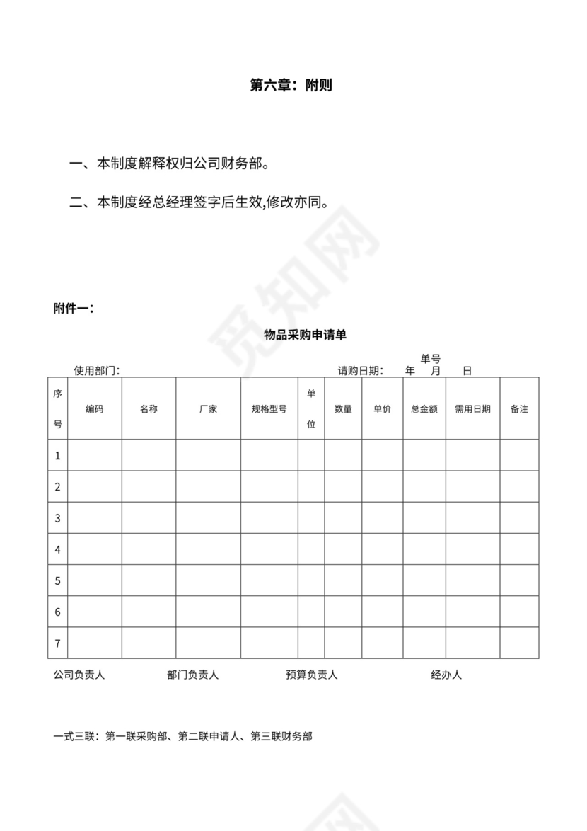 公司物资采购管理制度及流程