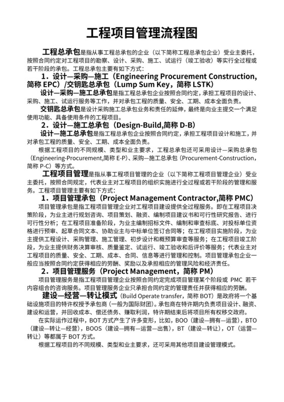 工程项目管理流程图表