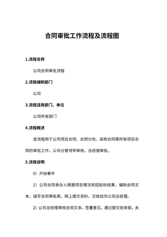 合同审批工作流程及流程图