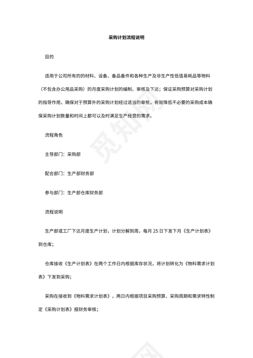 供应链-采购计划流程模板