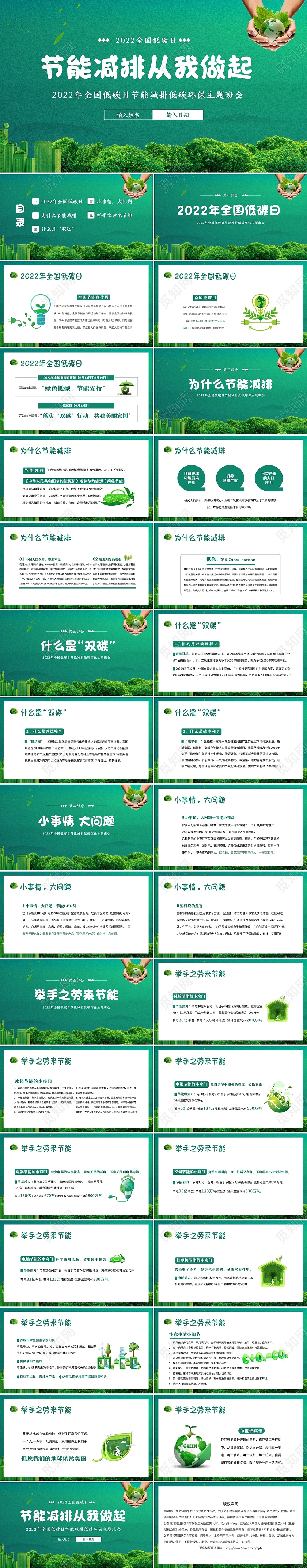 2022年全国低碳日主题班会全国节能宣传周主题班会PPT节能减排2022节能宣传周