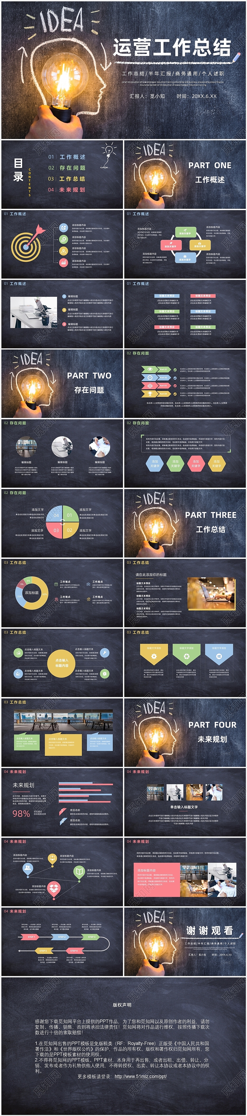 彩色黑板卡通商务运营工作总结