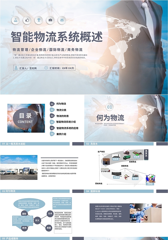 蓝色商务风格智能物流系统概述PPT工作培训PPT