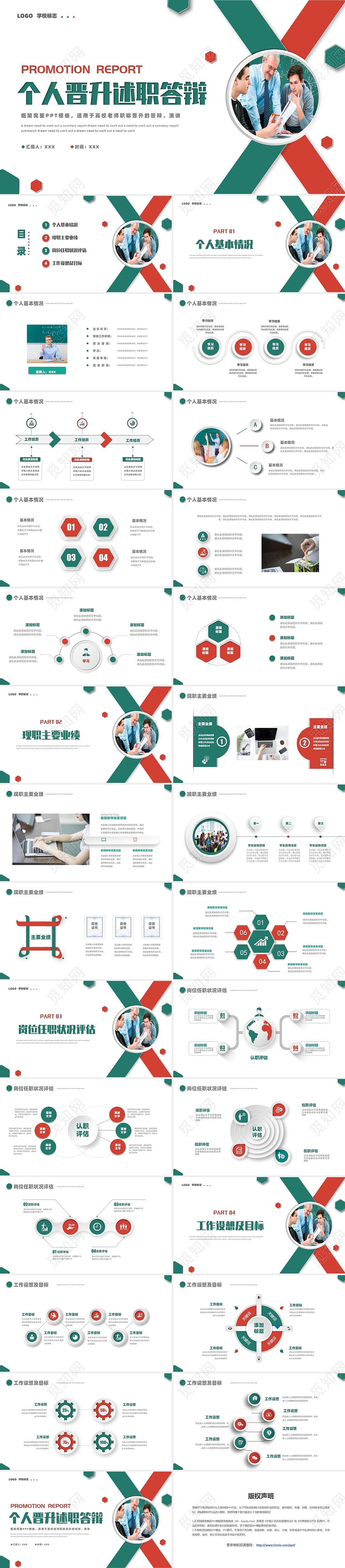 简约微粒体高校老师职称晋升个人答辩PPT模板晋升答辩