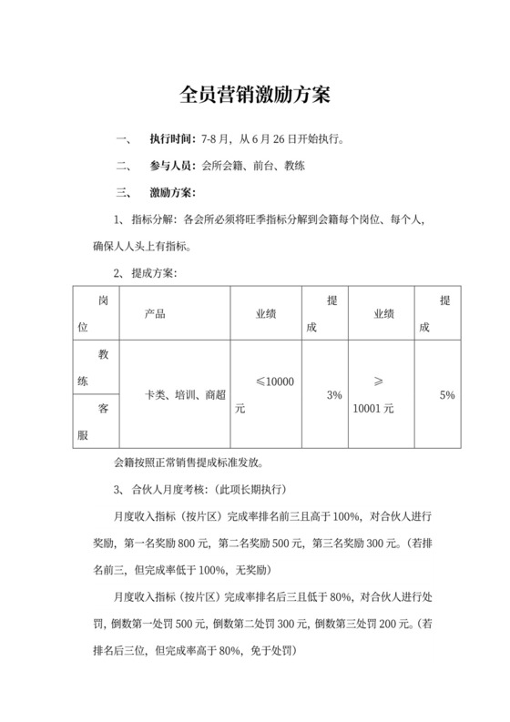 白色简约全员营销激励方案全员营销方案
