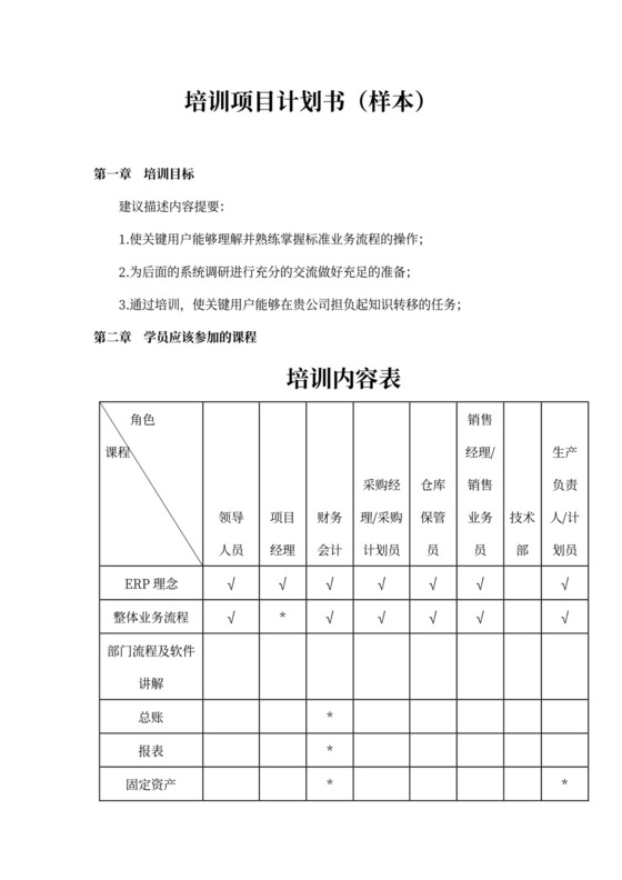 简约培训项目计划书样本