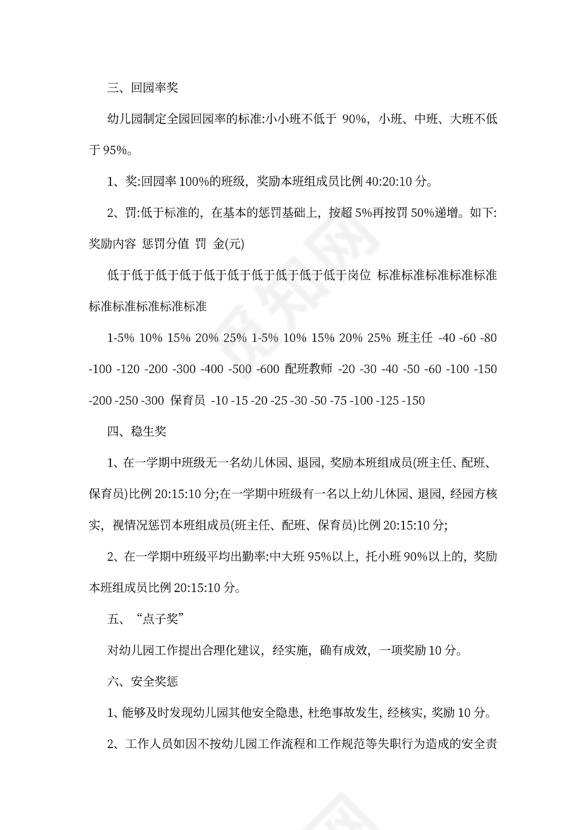 幼儿园绩效考核制度模板绩效制度