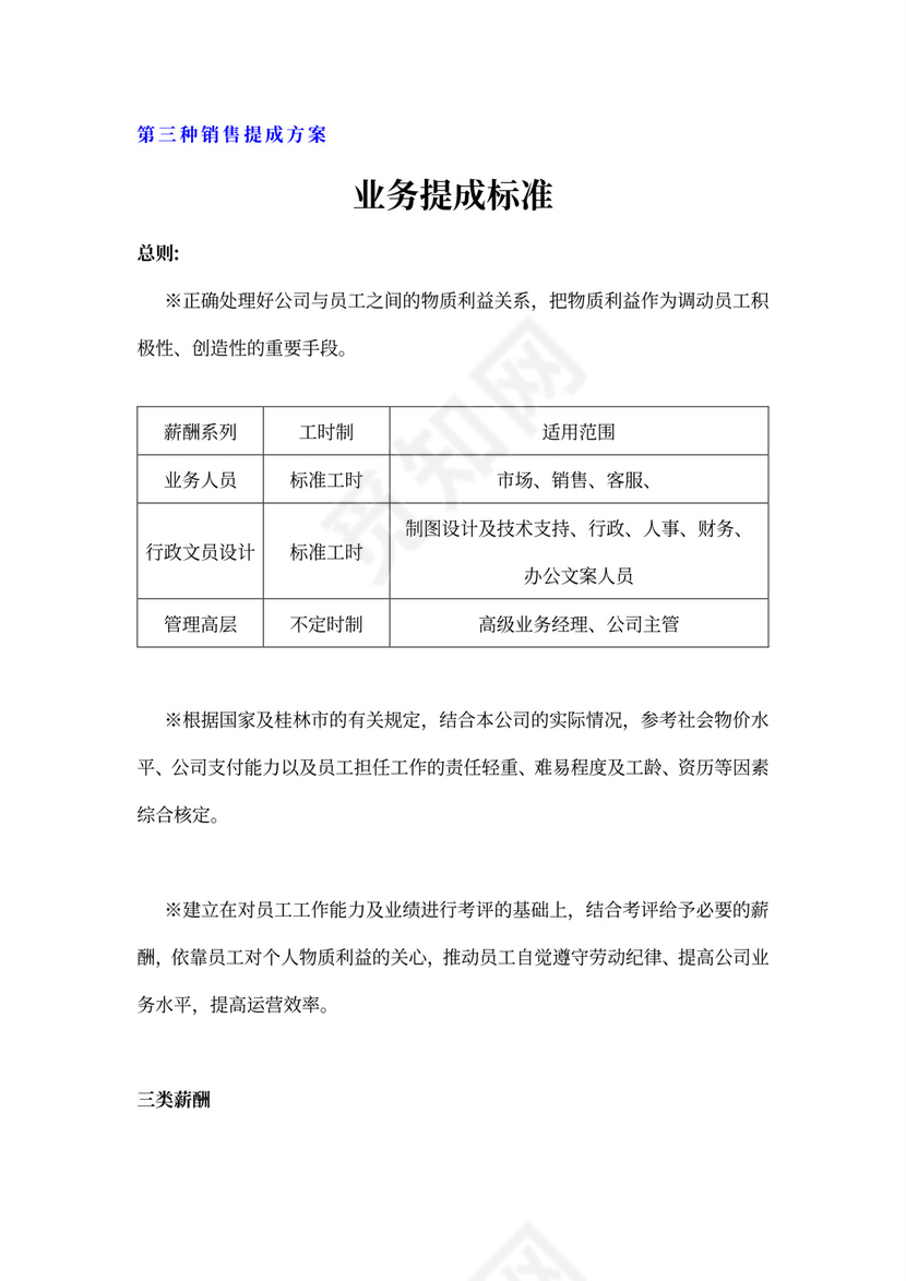 白色简约业务员提成管理制度提成制度