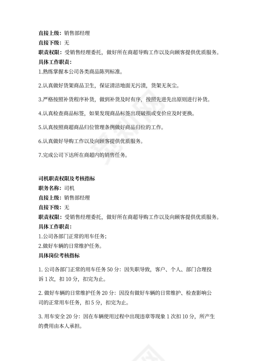 白色简洁部门岗位职责员工岗位职责模板