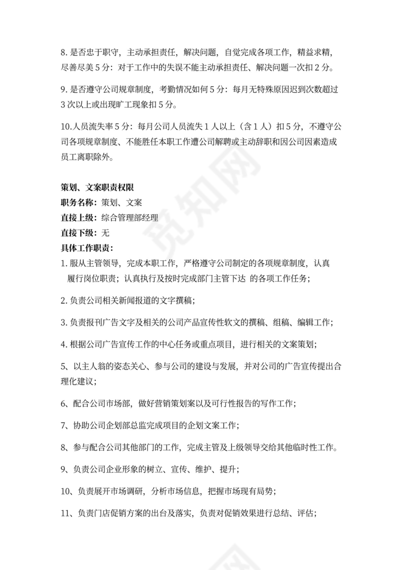 白色简洁部门岗位职责员工岗位职责模板