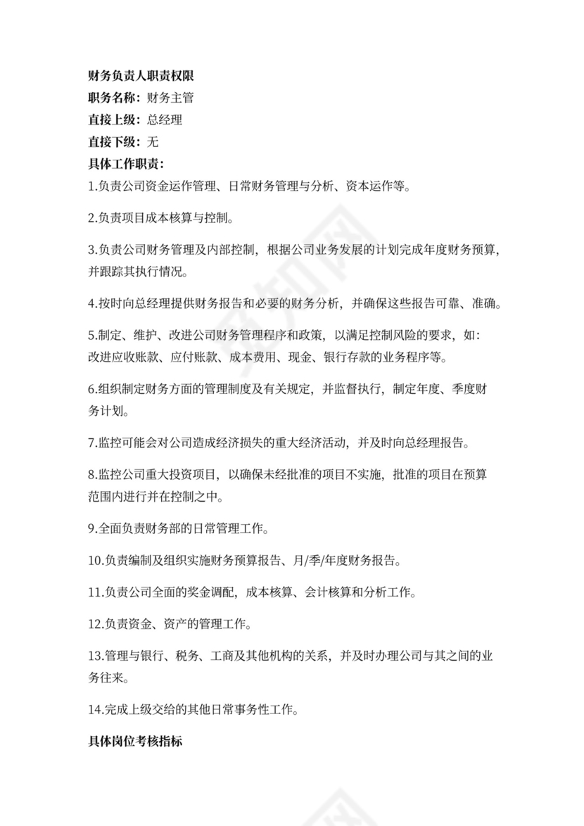 白色简洁部门岗位职责员工岗位职责模板