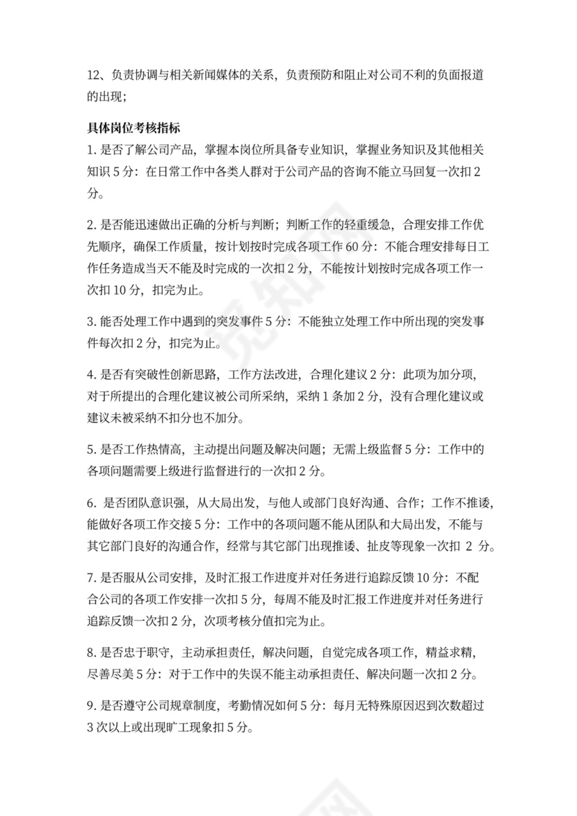 白色简洁部门岗位职责员工岗位职责模板