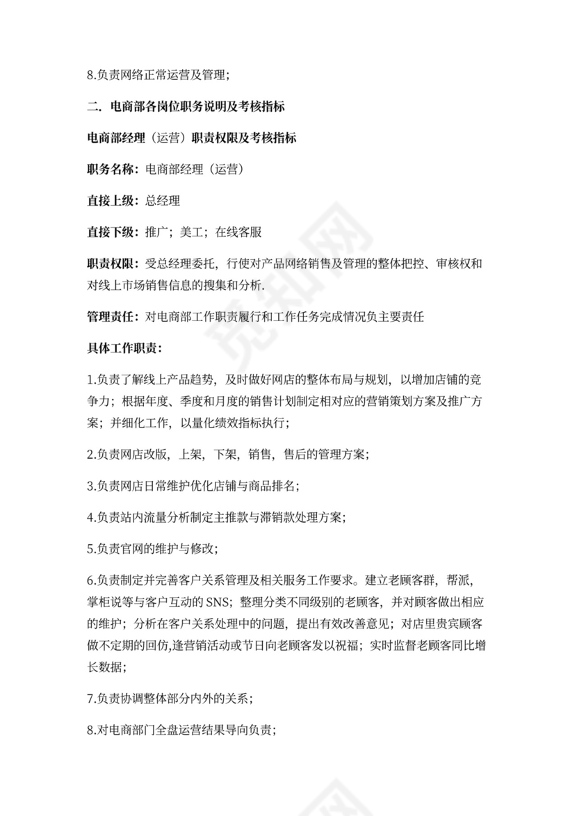 白色简洁部门岗位职责员工岗位职责模板