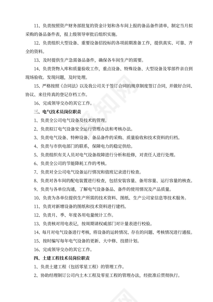 白色简洁部门岗位职责员工岗位职责模板