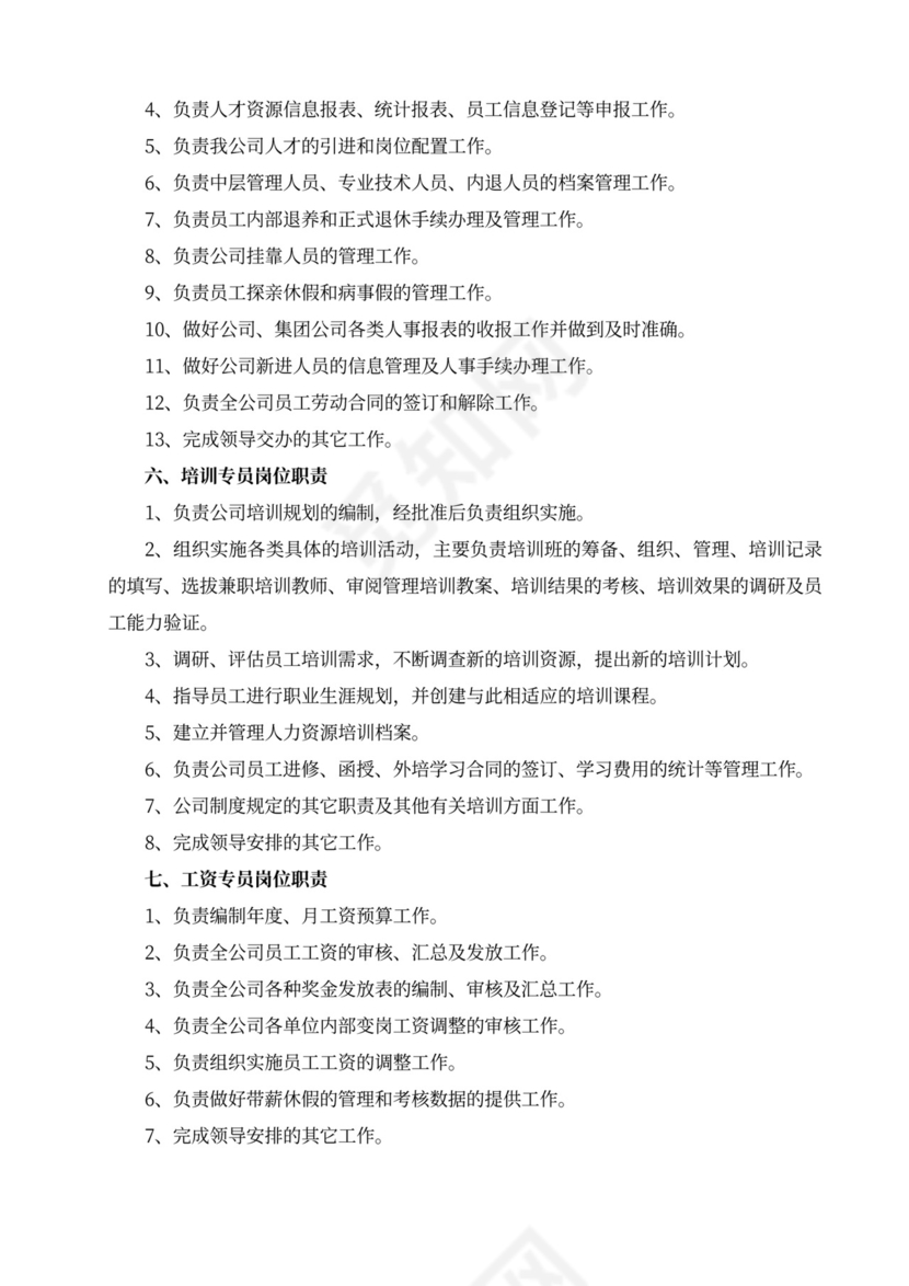 白色简洁部门岗位职责员工岗位职责模板