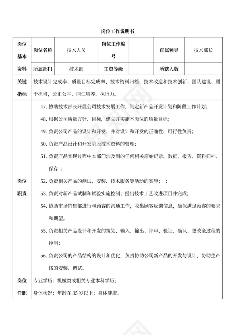 白色简洁部门岗位职责员工岗位职责模板