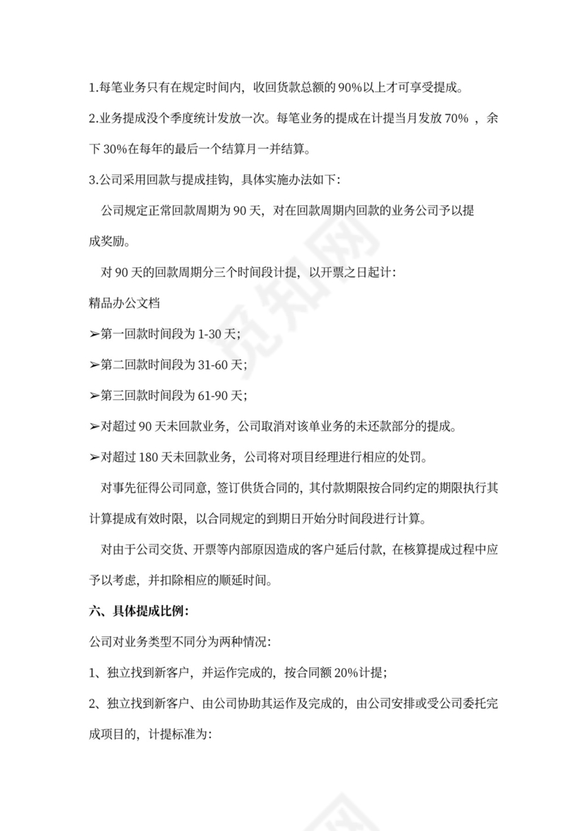 白色简洁提成制度公司管理制度模板