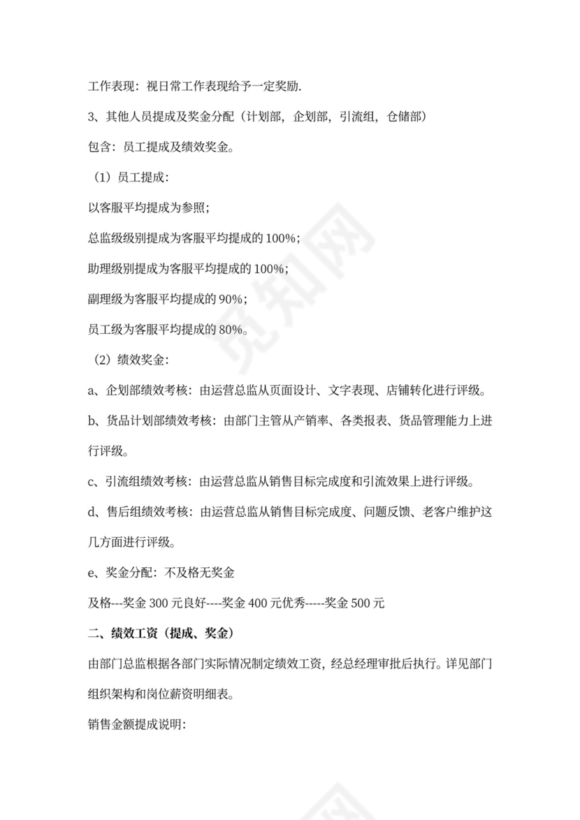 白色简洁提成制度公司管理制度模板