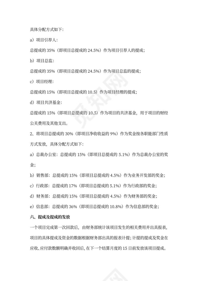 白色简洁提成制度公司管理制度模板