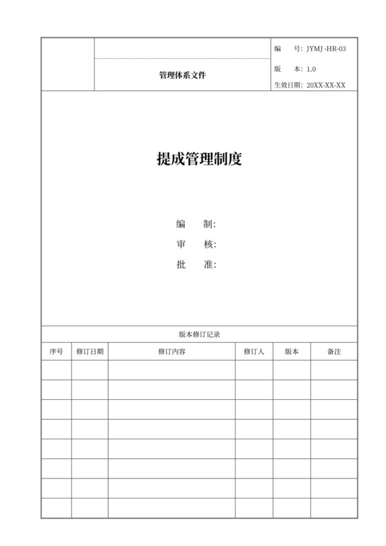 白色简洁提成制度公司管理制度模板