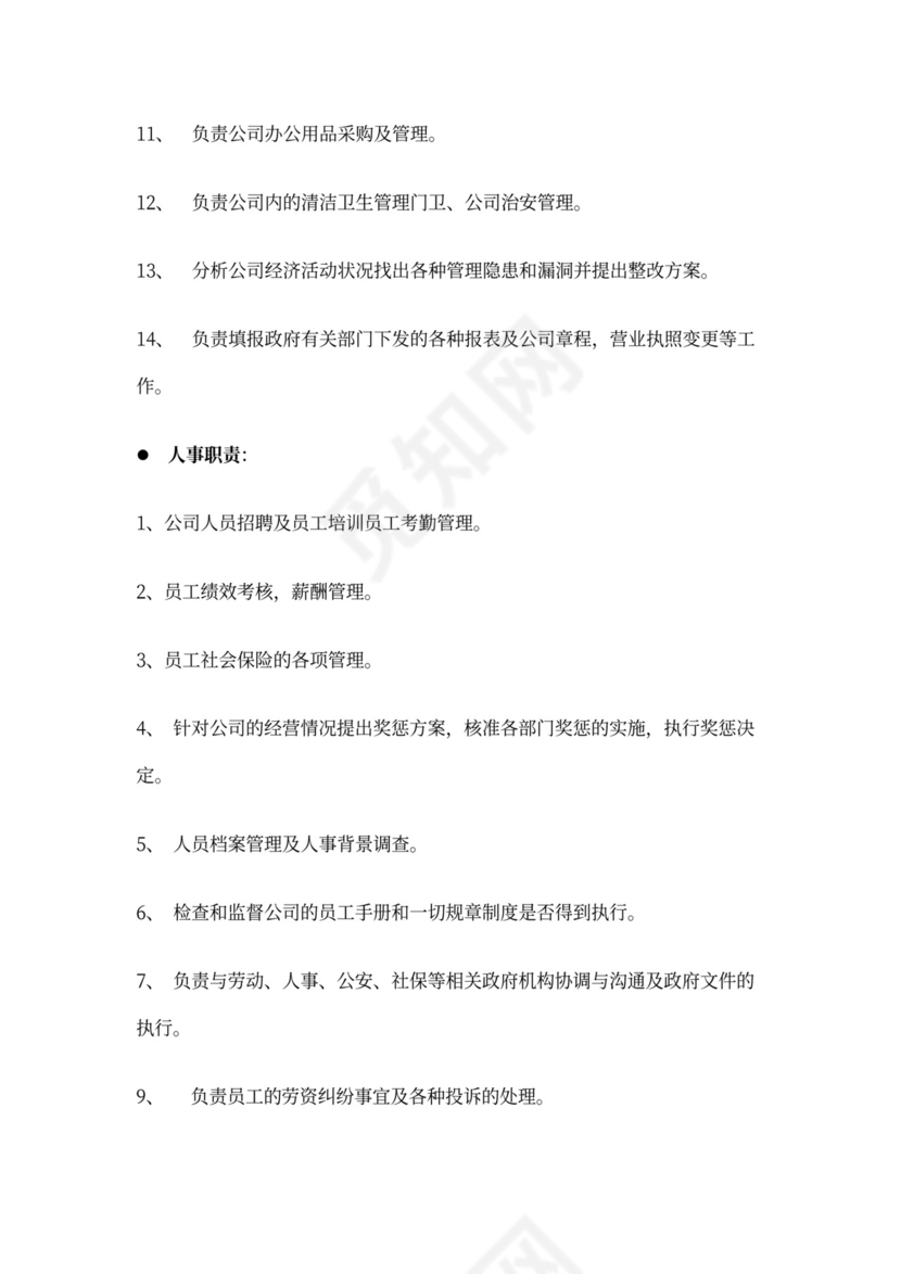 白色简约部门岗位职责公司企业岗位职责模板