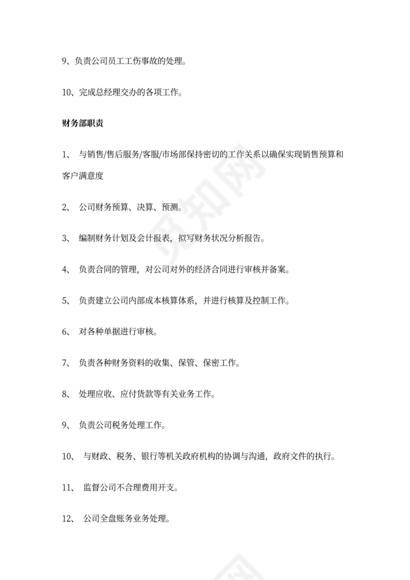 白色简约部门岗位职责公司企业岗位职责模板