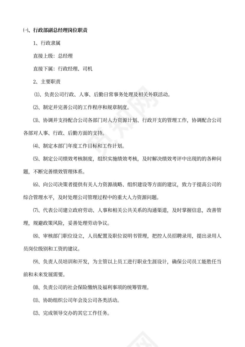 白色简约部门岗位职责公司企业岗位职责模板