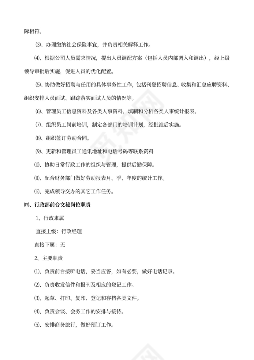 白色简约部门岗位职责公司企业岗位职责模板