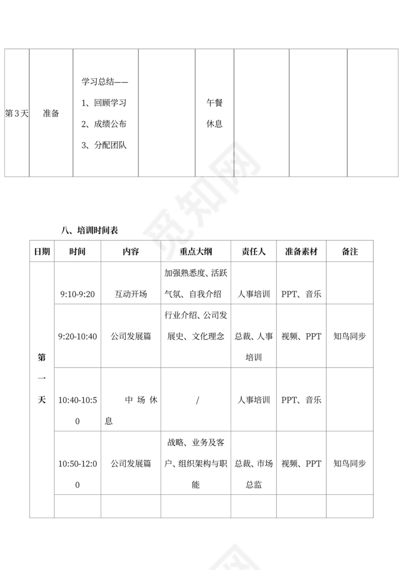 白色简约新员工培训计划职工培训计划模板