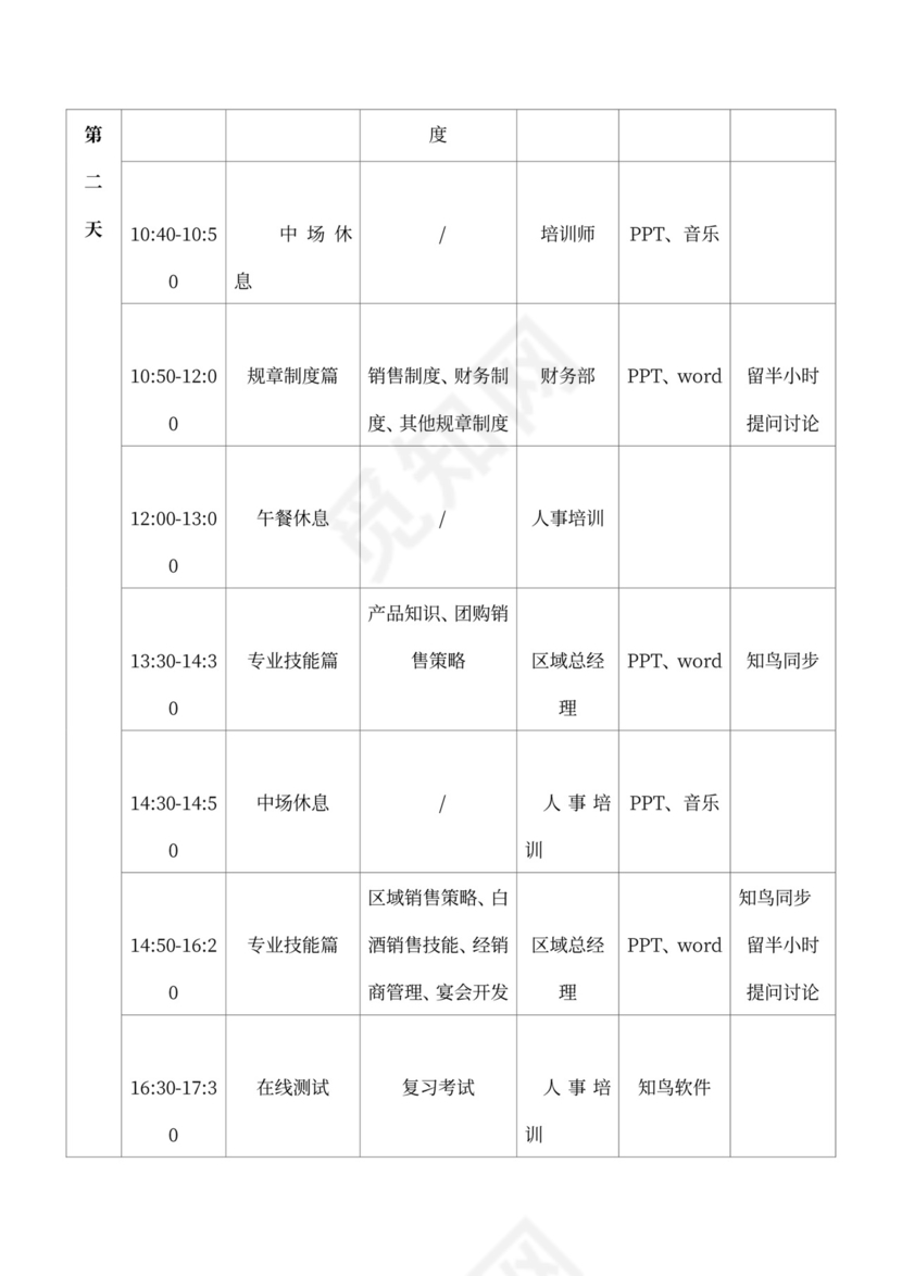 白色简约新员工培训计划职工培训计划模板