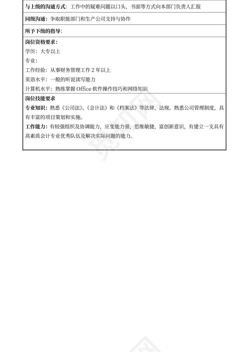 白色简约部门岗位职责公司企业岗位职责模板