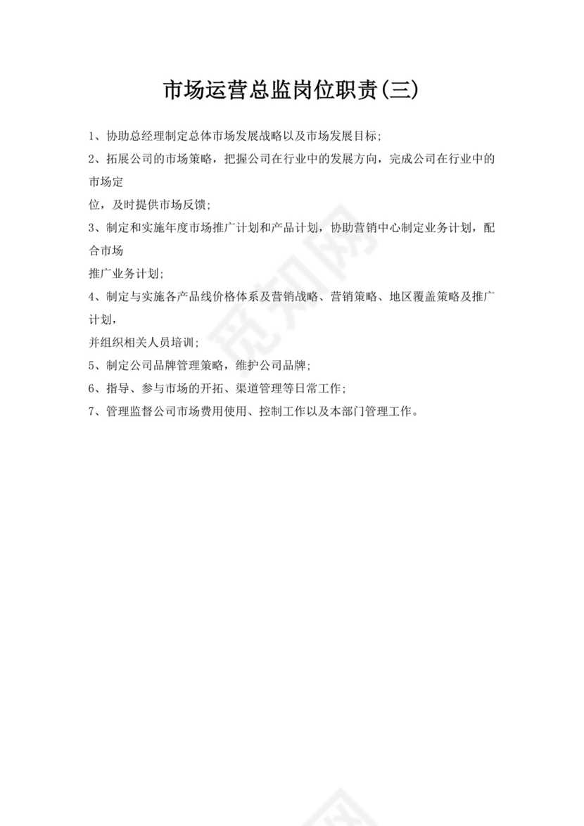 白色简约市场运营总监岗位职责市场总监岗位职责