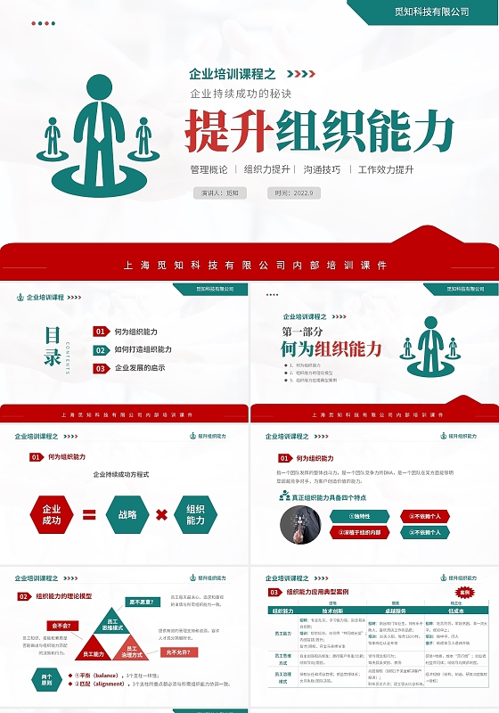 双色简约商务企业员工培训之提升个人组织能力课程提升组织能力