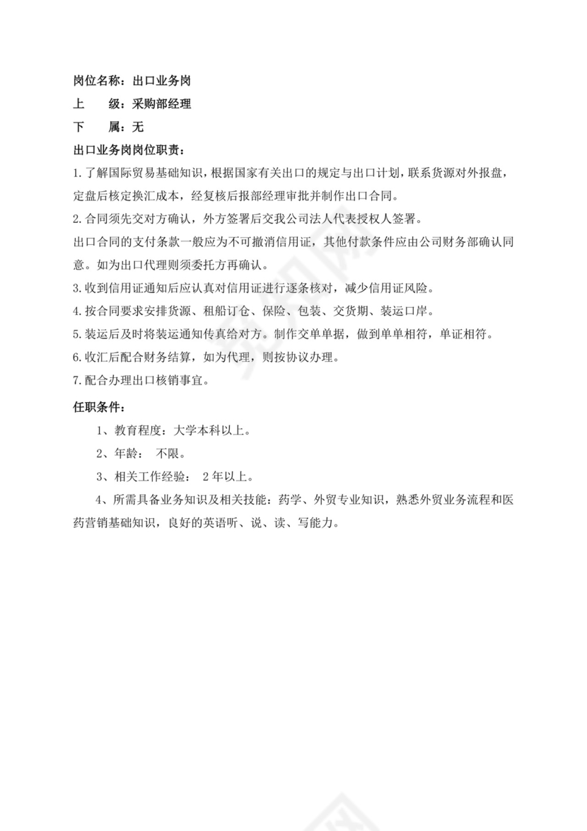 白色简洁采购员岗位职责企业公司岗位职责模板