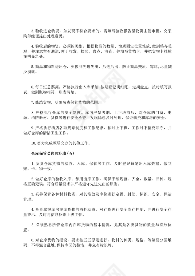白色简洁仓库岗位职责企业公司岗位职责模板