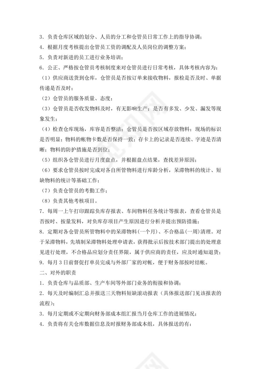 白色简洁库管岗位职责企业公司岗位职责模板