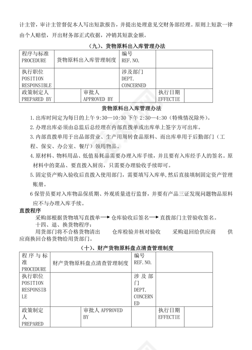 餐饮管理操作手册财务部岗位手册