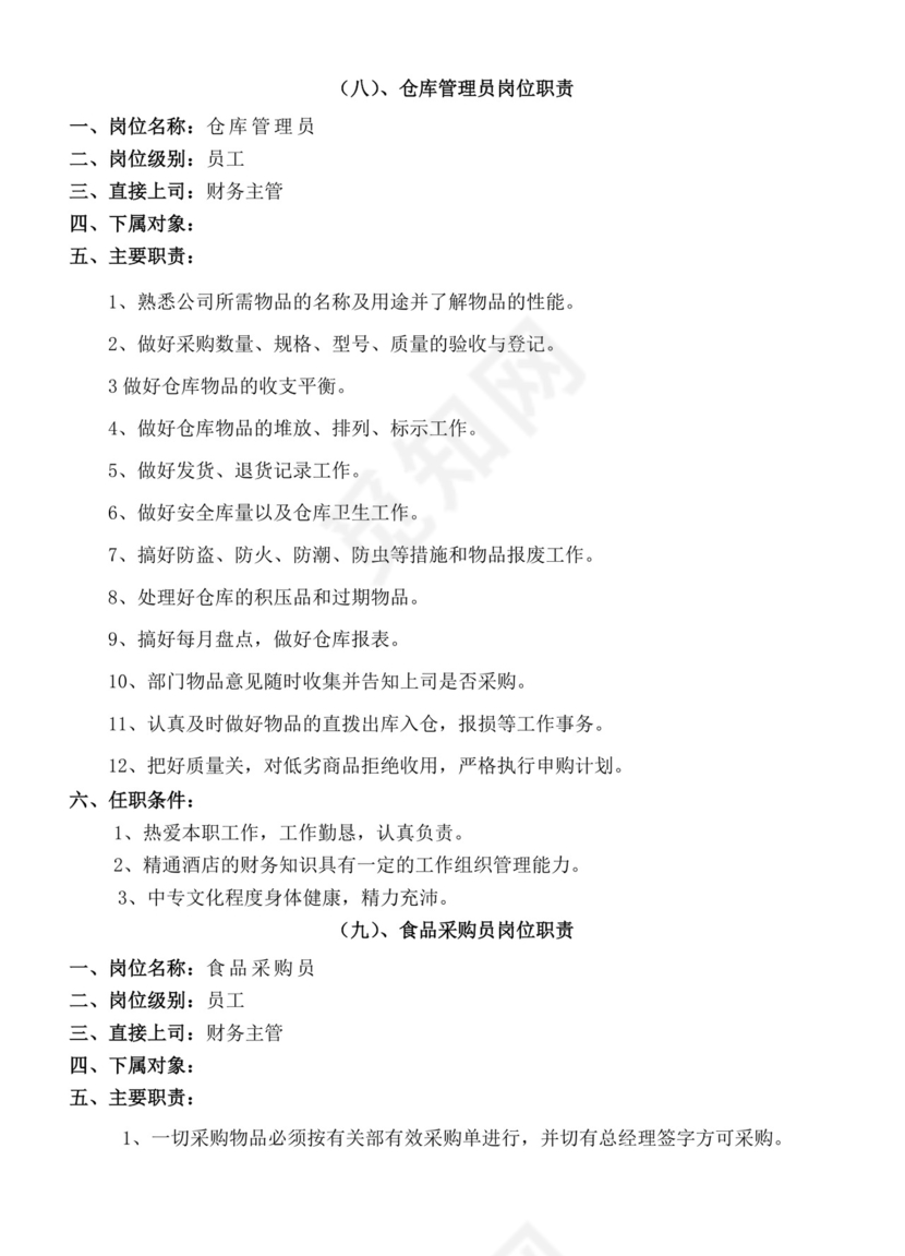 餐饮管理操作手册财务部岗位手册