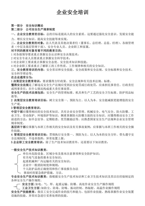 企业安全生产规章制度培训企业安全培训